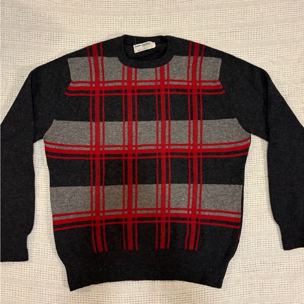 Plaid lambs wool sweater